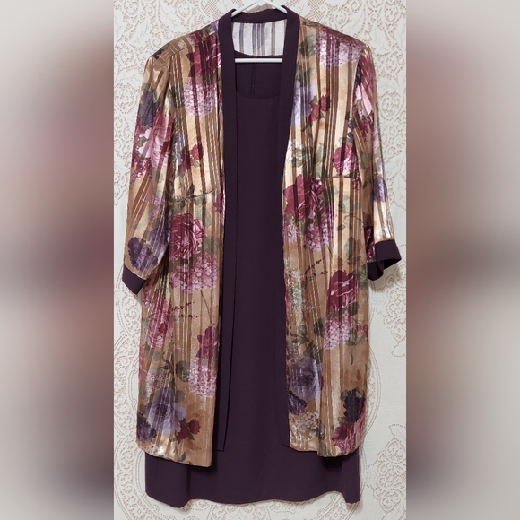 None Dresses & Skirts - Purple floral iridescent jacket tank dress check measurements (InvW102)